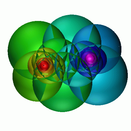 fundamental domain from outside hyperbolic space of group generated by element with trace 1.3+.3i